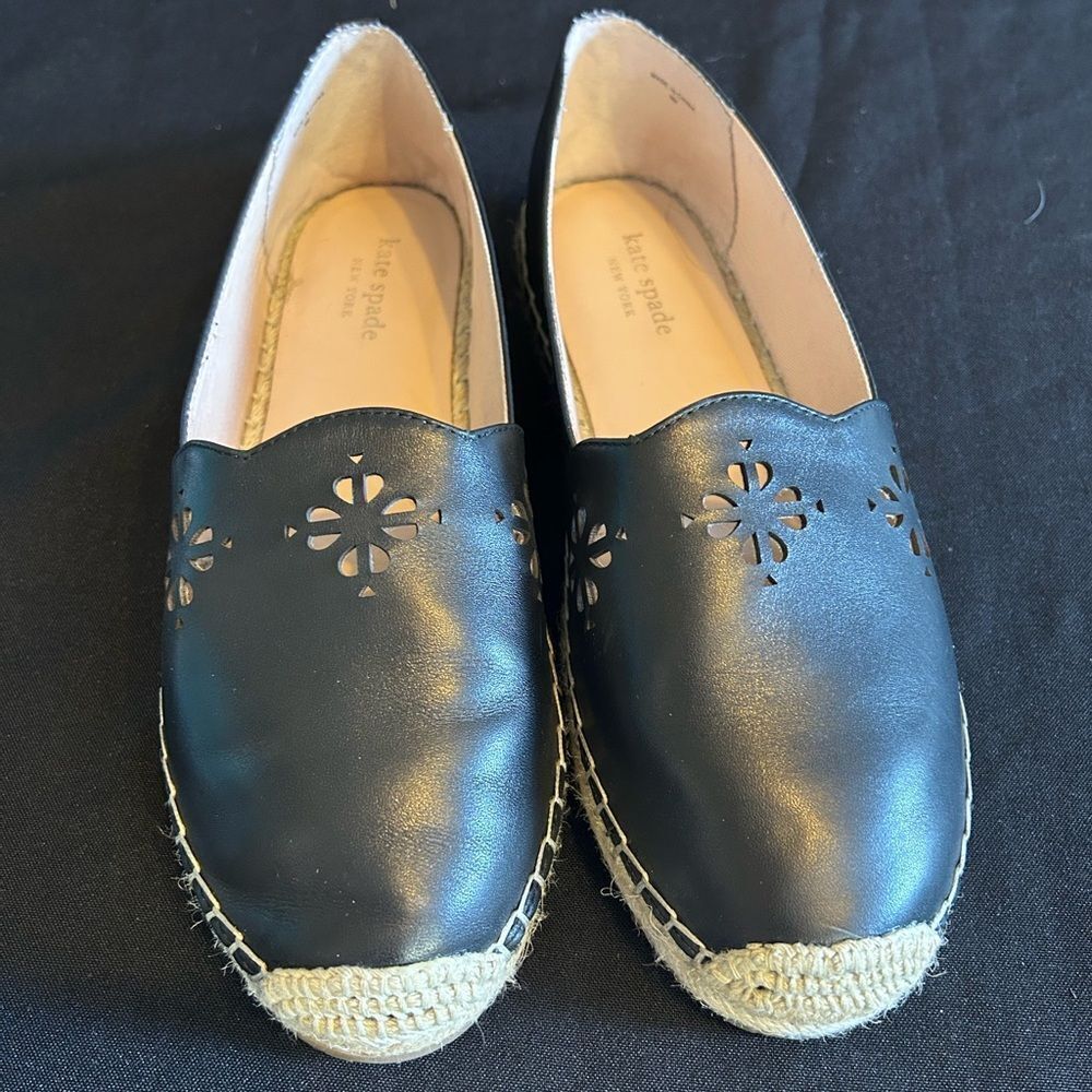 Kate Spade Black Espadrille Flats Size 9M Worn once